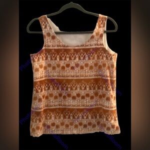Tribal Print Sleeveless Tank Top Womens Plus Sz M 18.5’ Red Clay EUC